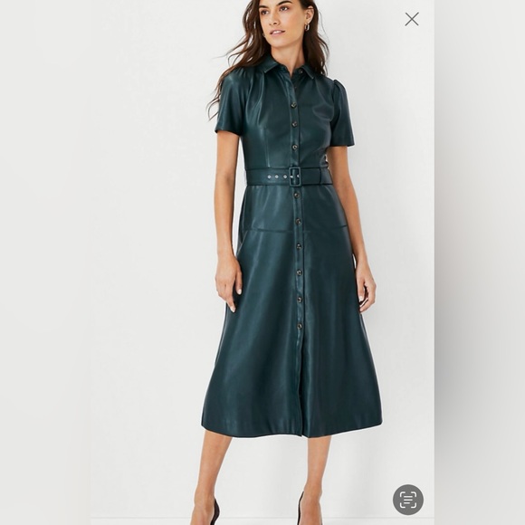 ann taylor green faux leather dress Ann Taylor Dark Dark Brown Faux Leather Shoulder Bag w/ Gold Link Stra –  Billie & Lulu's